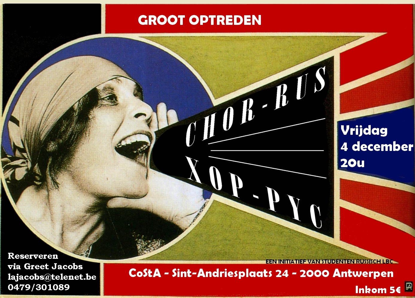 Affiche. Antwerpen. Groot Optreden Costa. Chor-Rus | Хор - Рус. 2015-12-04